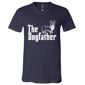 Funny The Dogfather Corgi Lover V-Neck T-Shirt