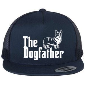 Funny The Dogfather Corgi Lover Flat Bill Trucker Hat