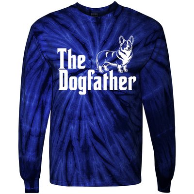 Funny The Dogfather Corgi Lover Tie-Dye Long Sleeve Shirt