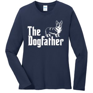 Funny The Dogfather Corgi Lover Ladies Long Sleeve Shirt