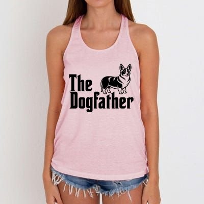 Funny The Dogfather Corgi Lover Women's Knotted Racerback Tank