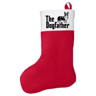 Funny The Dogfather Corgi Lover Felt Holiday Christmas Stocking