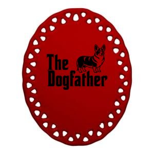 Funny The Dogfather Corgi Lover Ceramic Oval Ornament