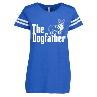 Funny The Dogfather Corgi Lover Enza Ladies Jersey Football T-Shirt