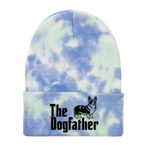 Funny The Dogfather Corgi Lover Tie Dye 12in Knit Beanie