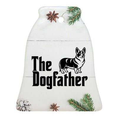 Funny The Dogfather Corgi Lover Ceramic Bell Ornament