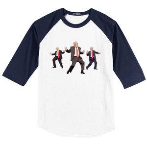 Funny Trump Dancing Dance Moves Rally Maga Baseball Sleeve Shirt