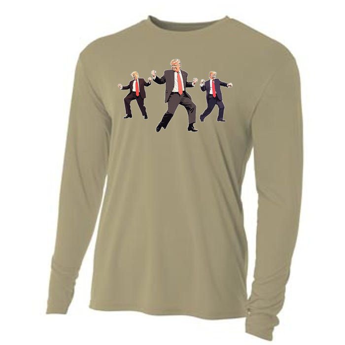 Funny Trump Dancing Dance Moves Rally Maga Cooling Performance Long Sleeve Crew