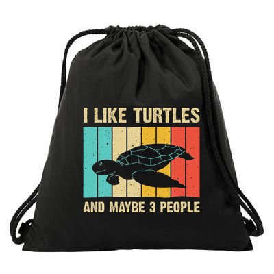 Funny Turtle Design Sea Turtle Lover Drawstring Bag