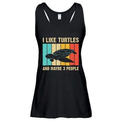Funny Turtle Design Sea Turtle Lover Ladies Essential Flowy Tank