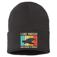 Funny Turtle Design Sea Turtle Lover Sustainable Knit Beanie