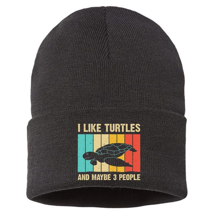 Funny Turtle Design Sea Turtle Lover Sustainable Knit Beanie