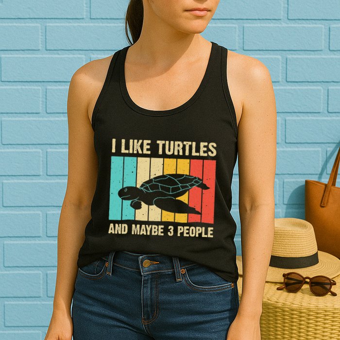 Funny Turtle Design Sea Turtle Lover Womens Tank Top