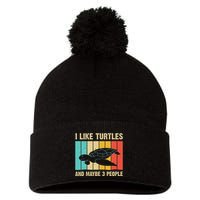 Funny Turtle Design Sea Turtle Lover Pom Pom 12in Knit Beanie