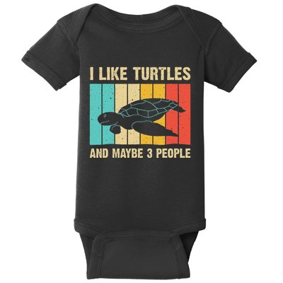 Funny Turtle Design Sea Turtle Lover Baby Bodysuit