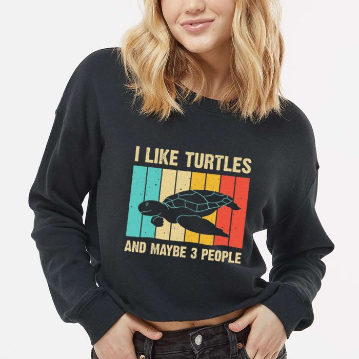 Funny Turtle Design Sea Turtle Lover Cropped Pullover Crew