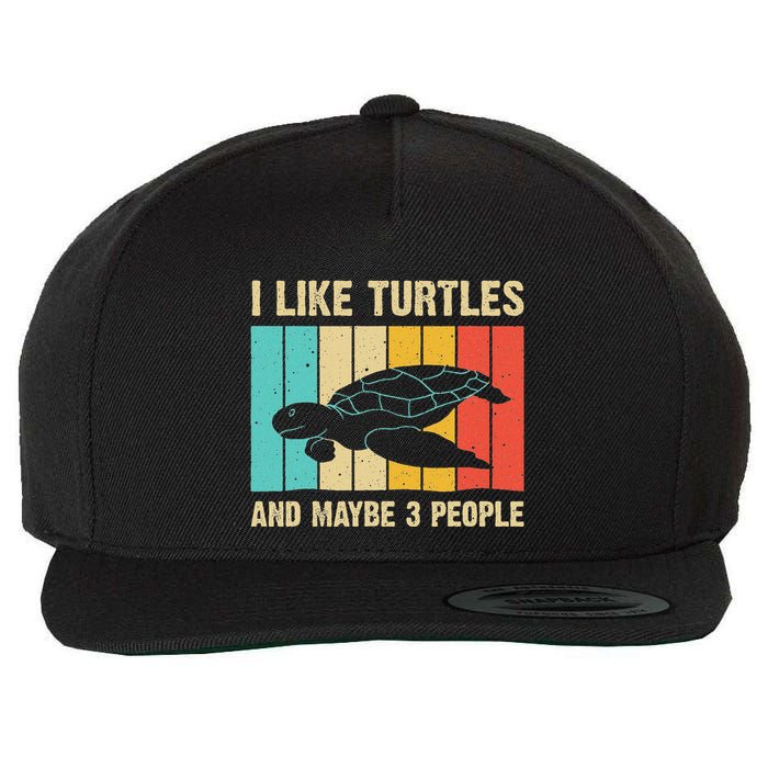 Funny Turtle Design Sea Turtle Lover Wool Snapback Cap
