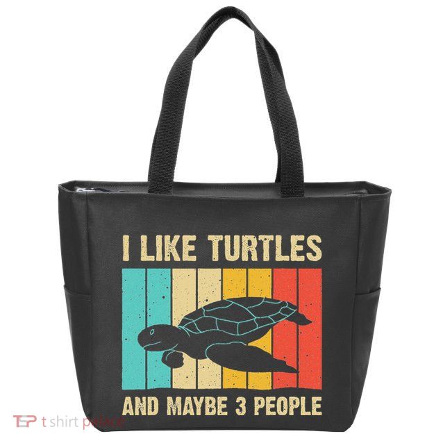 Funny Turtle Design Sea Turtle Lover Zip Tote Bag