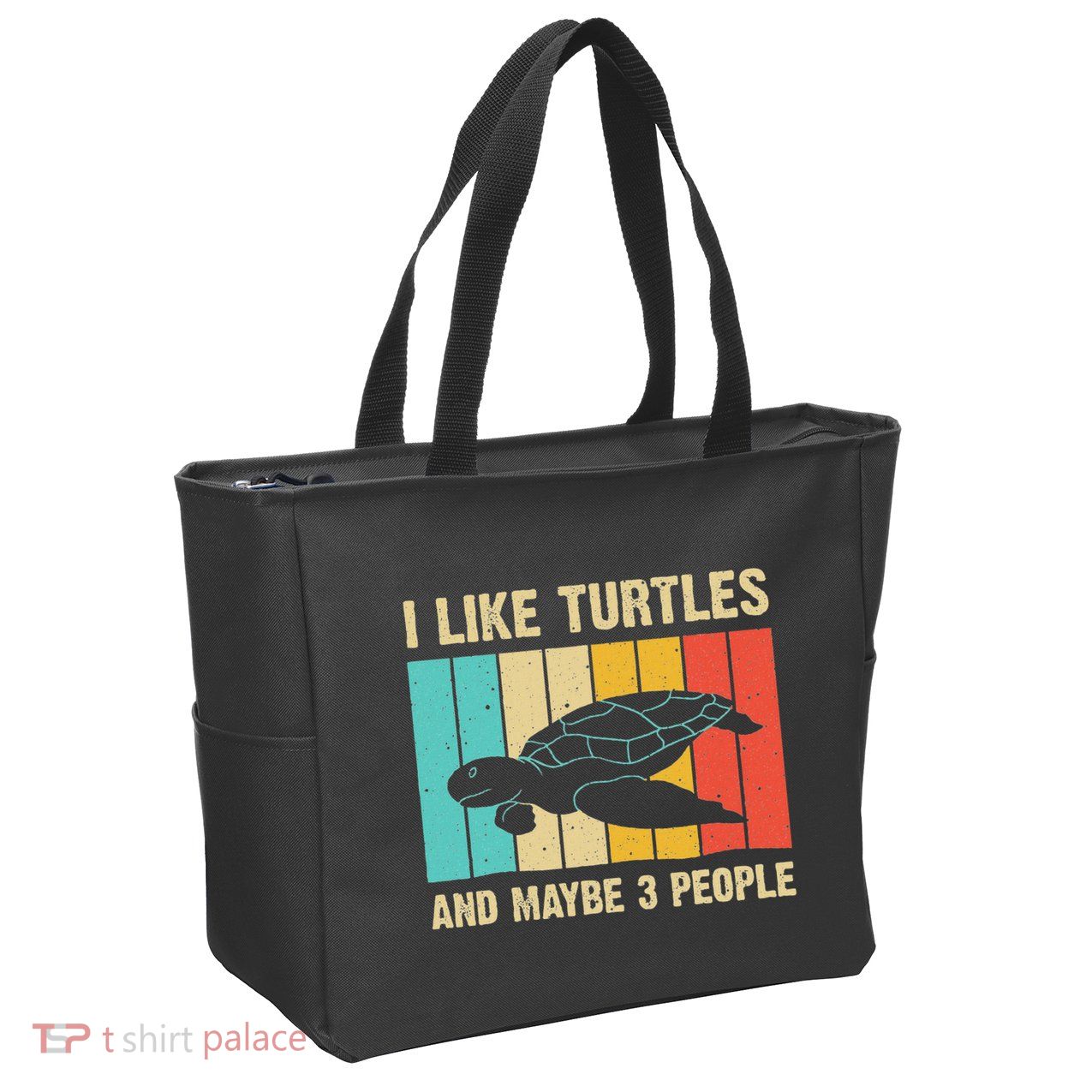 Funny Turtle Design Sea Turtle Lover Zip Tote Bag