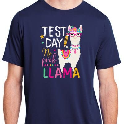 Funny Test Day No Probllama Llama Teacher Testing Day Llama Adult ChromaSoft Performance T-Shirt