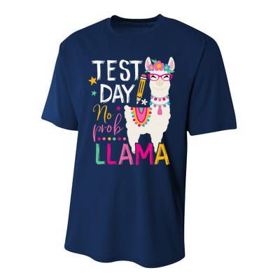 Funny Test Day No Probllama Llama Teacher Testing Day Llama Performance Sprint T-Shirt