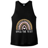Funny Test Day Rock The Test Teacher Rainbow Leopard Student Ladies PosiCharge Tri-Blend Wicking Tank