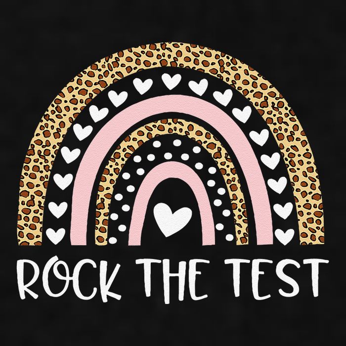 Funny Test Day Rock The Test Teacher Rainbow Leopard Student Ladies PosiCharge Tri-Blend Wicking Tank
