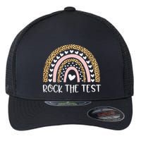 Funny Test Day Rock The Test Teacher Rainbow Leopard Student Flexfit Unipanel Trucker Cap