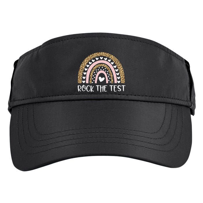 Funny Test Day Rock The Test Teacher Rainbow Leopard Student Adult Drive Performance Visor