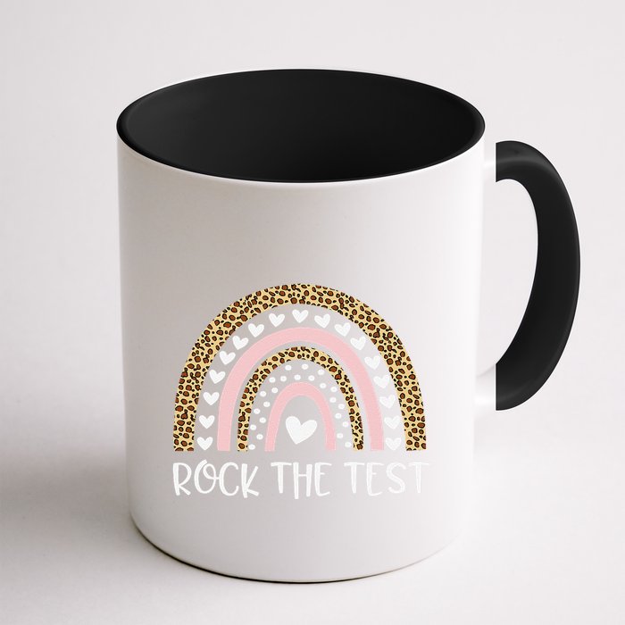Funny Test Day Rock The Test Teacher Rainbow Leopard Student Mug