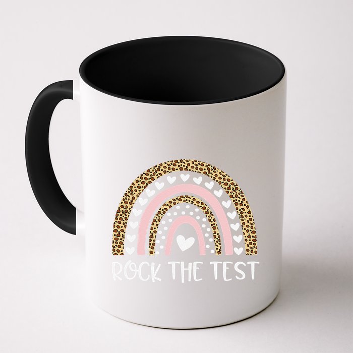 Funny Test Day Rock The Test Teacher Rainbow Leopard Student Mug