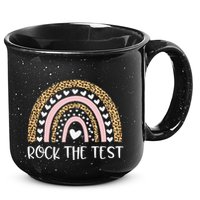 Funny Test Day Rock The Test Teacher Rainbow Leopard Student 15oz Campfire Ceramic Mug