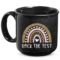 Funny Test Day Rock The Test Teacher Rainbow Leopard Student 15oz Campfire Ceramic Mug