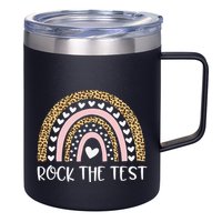 Funny Test Day Rock The Test Teacher Rainbow Leopard Student 12oz Stainless Steel Coffee Mug