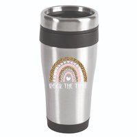 Funny Test Day Rock The Test Teacher Rainbow Leopard Student 16oz Travel Tumbler