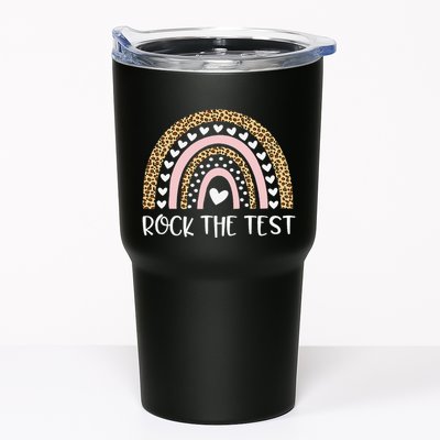 Funny Test Day Rock The Test Teacher Rainbow Leopard Student Tumbler