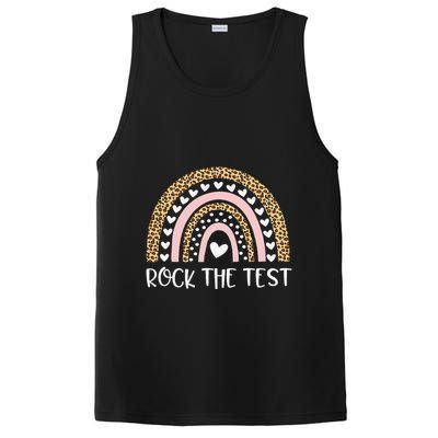 Funny Test Day Rock The Test Teacher Rainbow Leopard Student PosiCharge Competitor Tank