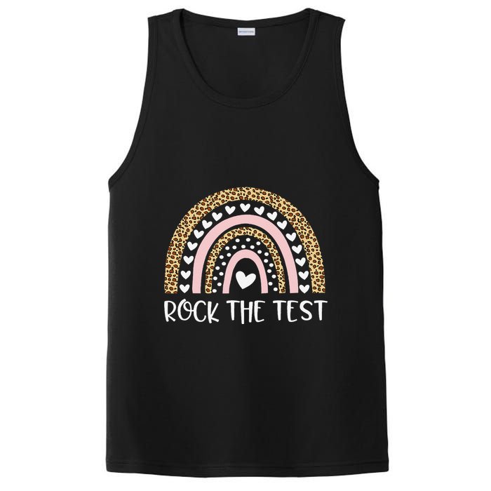 Funny Test Day Rock The Test Teacher Rainbow Leopard Student PosiCharge Competitor Tank