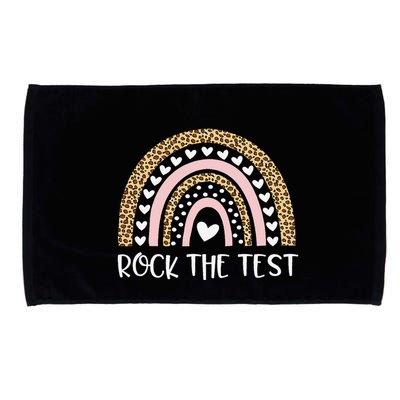 Funny Test Day Rock The Test Teacher Rainbow Leopard Student Microfiber Hand Towel