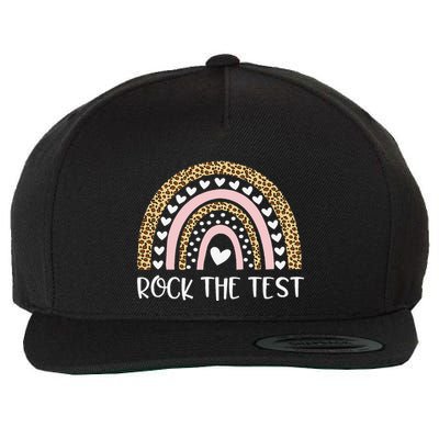 Funny Test Day Rock The Test Teacher Rainbow Leopard Student Wool Snapback Cap