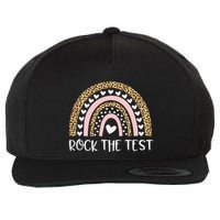 Funny Test Day Rock The Test Teacher Rainbow Leopard Student Wool Snapback Cap