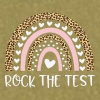 Funny Test Day Rock The Test Teacher Rainbow Leopard Student Garment-Dyed Women's Muscle Tee