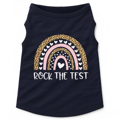 Funny Test Day Rock The Test Teacher Rainbow Leopard Student Doggie Tank