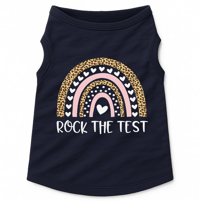 Funny Test Day Rock The Test Teacher Rainbow Leopard Student Doggie Tank