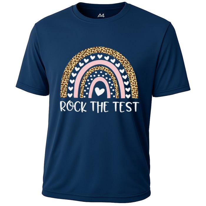 Funny Test Day Rock The Test Teacher Rainbow Leopard Student Performance Shirt