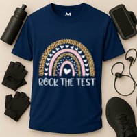 Funny Test Day Rock The Test Teacher Rainbow Leopard Student Performance Shirt