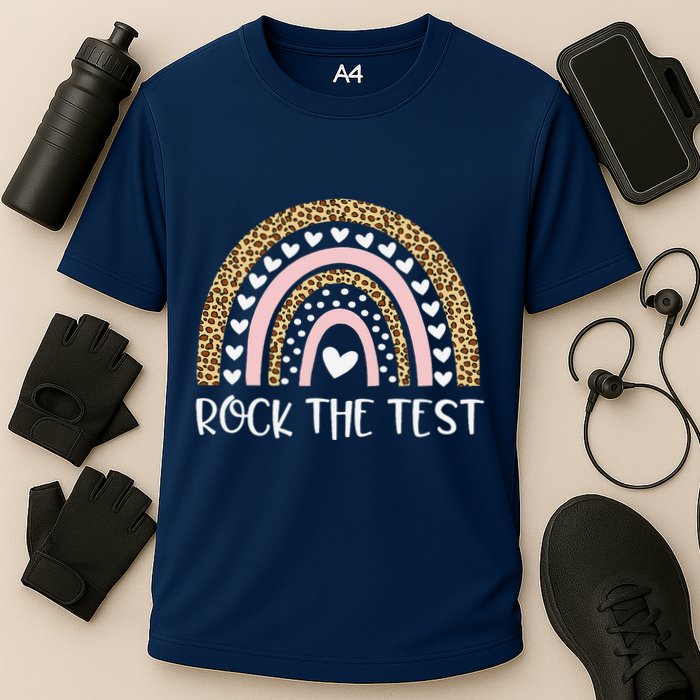 Funny Test Day Rock The Test Teacher Rainbow Leopard Student Performance Shirt