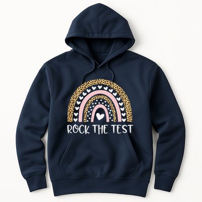 Funny Test Day Rock The Test Teacher Rainbow Leopard Student Hoodie