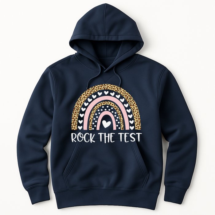 Funny Test Day Rock The Test Teacher Rainbow Leopard Student Hoodie
