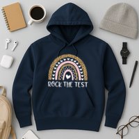 Funny Test Day Rock The Test Teacher Rainbow Leopard Student Hoodie